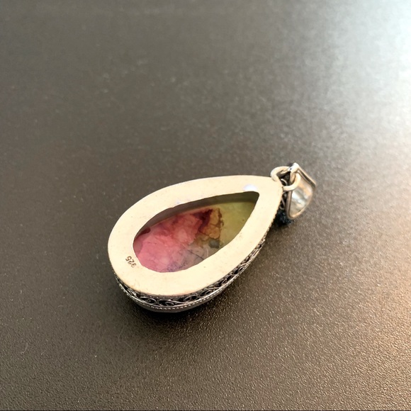 Stunning Rainbow Solar Quartz 925 Sterling Silver Pendant OOAk Artisan Crafted - Picture 2 of 3